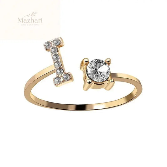 New Design Adjustable 26 Initial Letter Ring Fashion Jewelry For Women Simple Elegant Jewelry Mazhari Collection